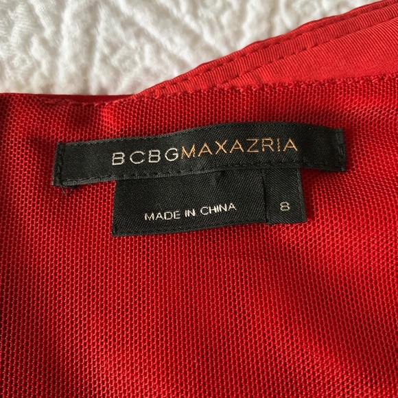 Vintage BCBG Red Tiered Satin Halter Dress - Picture 2 of 4